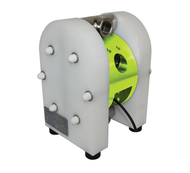 A green plastic low energy diaphragm pump, ideal for a brewery pump solution
