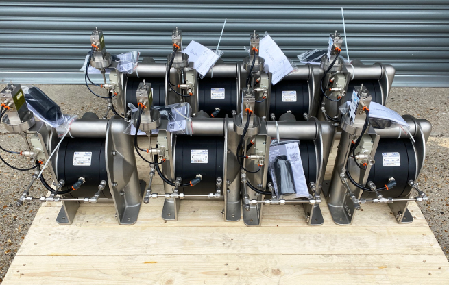 barrier diaphragm pumps on a palette