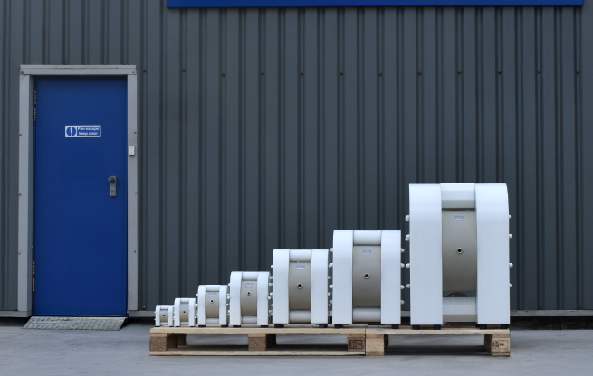 HDPE PTFE diaphragm pump sizes on a palette
