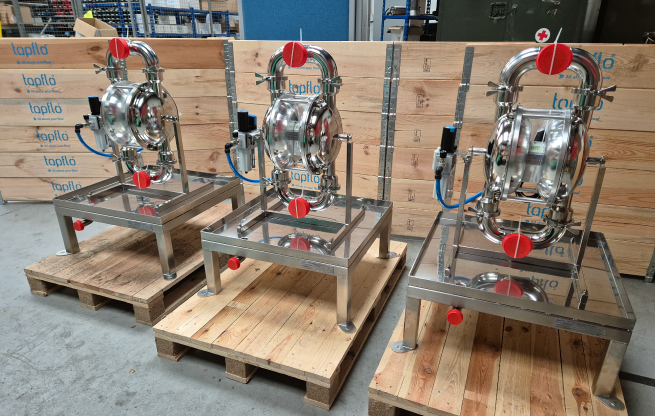 three low energy air pumps on palettes