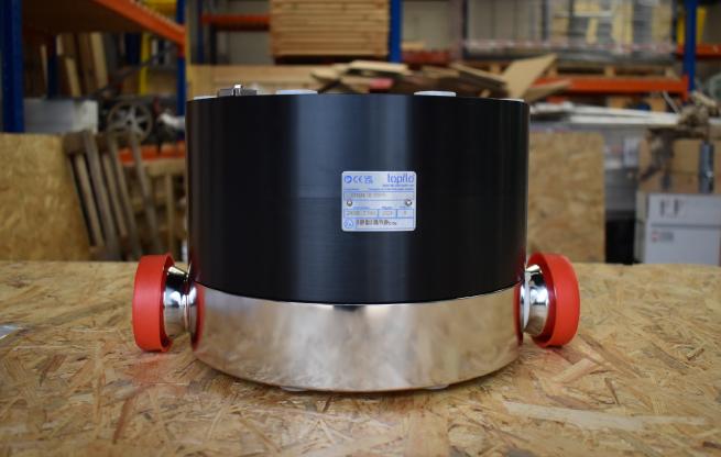 a tapflo branded stainless steel pulsation dampener for a diaphragm pump