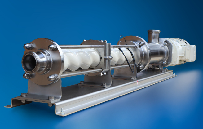 a hygienic progressive cavity pump on a blue background
