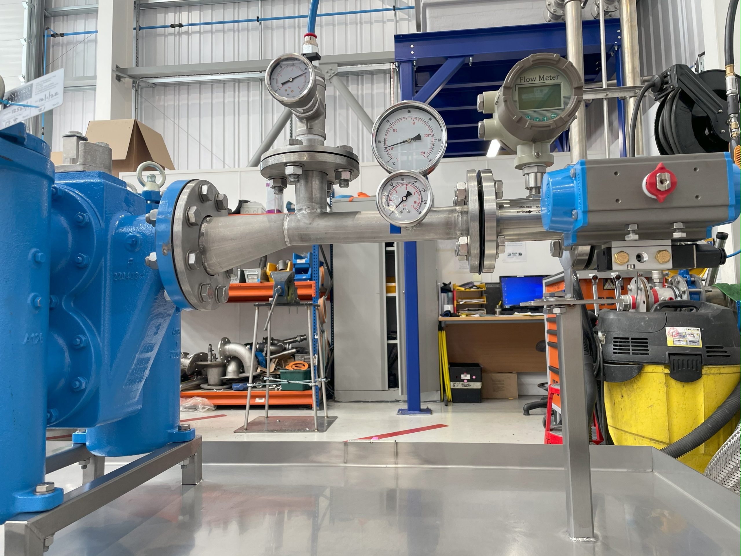 Pressure relief valve on a flow meter