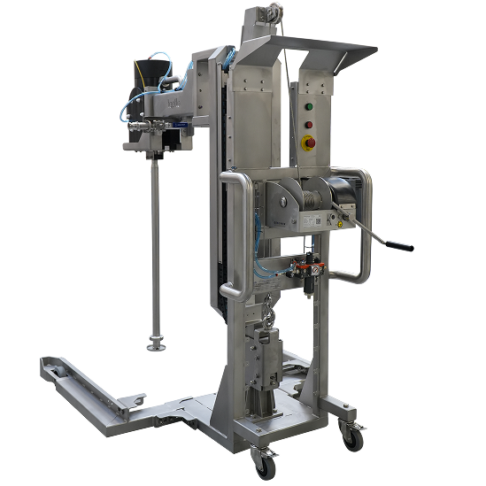Back View of our Drum Unloading System with a Diaphragm Pump with built-on pulsation dampener