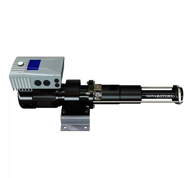 Industrial single screw dosing pump on white background