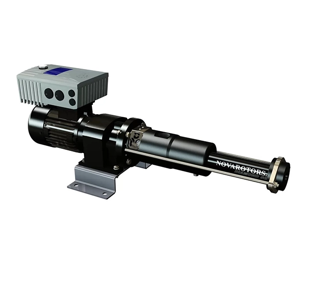 Industrial single screw dosing pump on white background