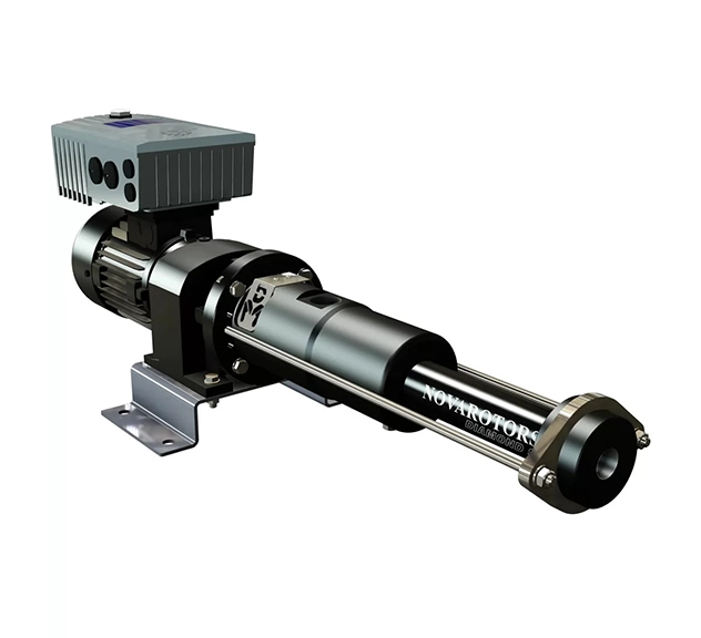 Industrial single screw dosing pump on white background