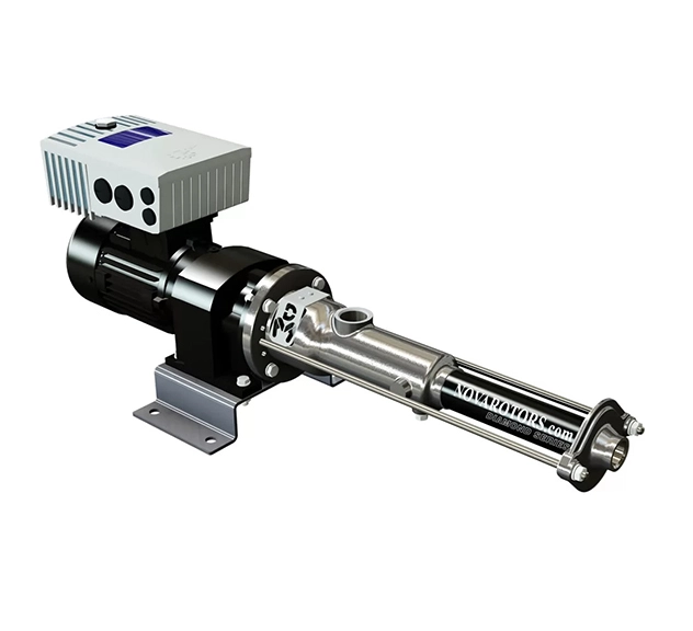 Industrial single screw dosing pump on white background
