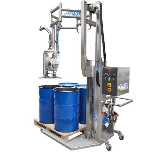 Sideview of Tapflo Drum Unloading Quattro System for 4 drums