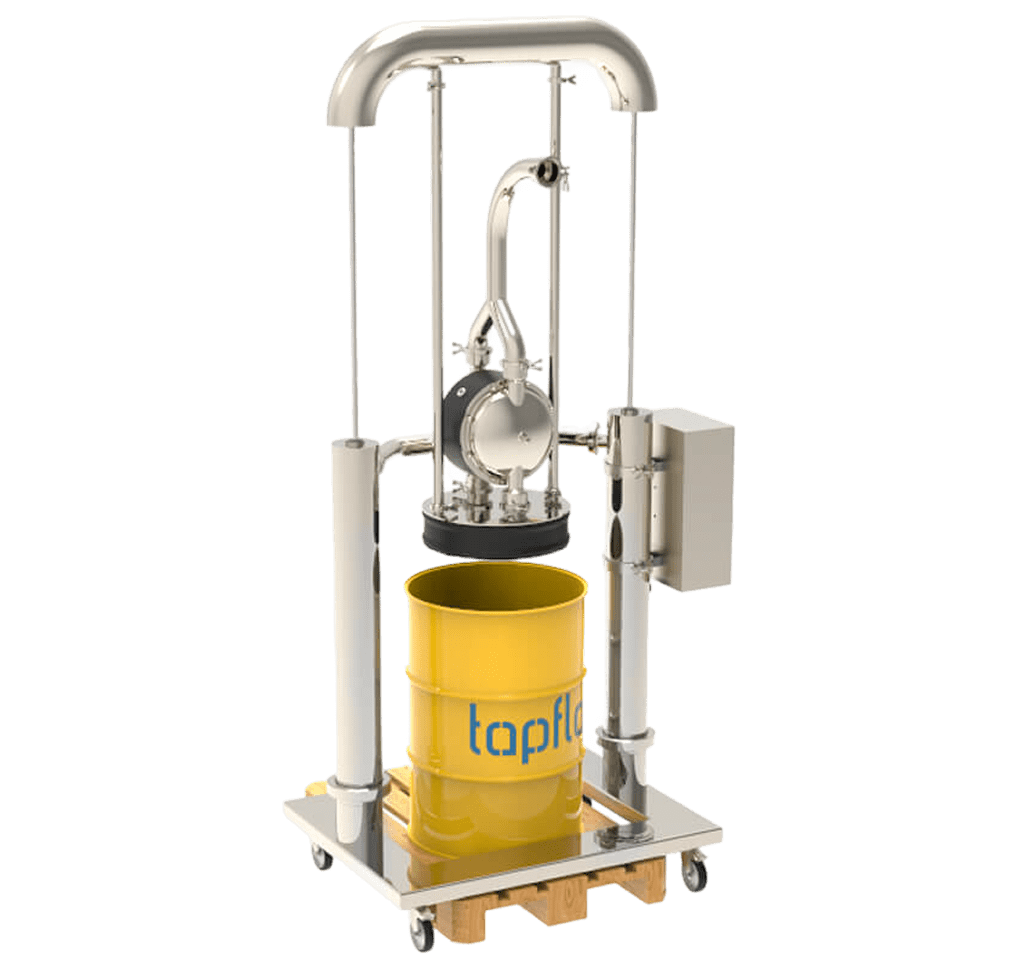 Drum unloading from a drum on a pallet