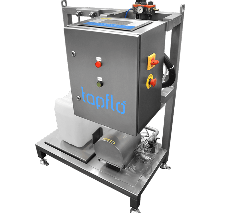 Front on image of filling machine with centrifugal pump and a container