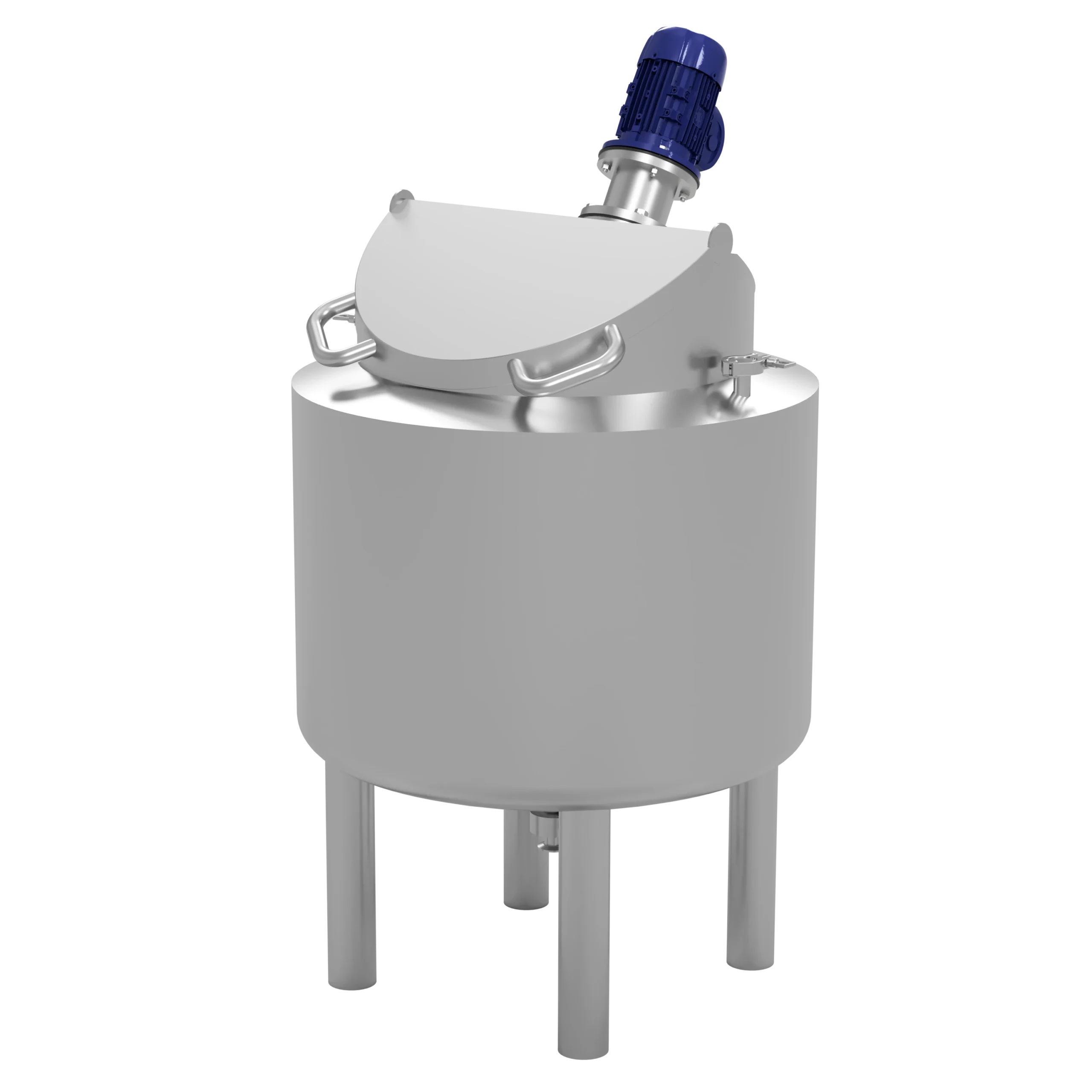 an angled grated open lid stainless steel tank