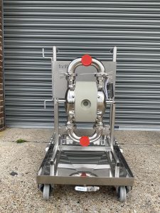 Sanitary Diaphragm Pump mounted onto a Stainless Steel trolley