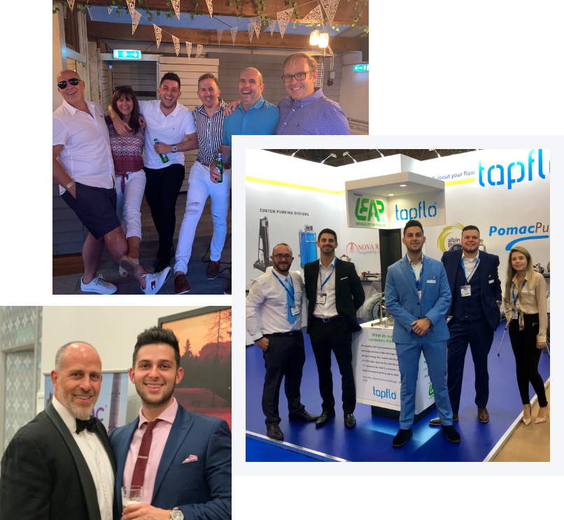 Collage of team pictures from Tapflo UK