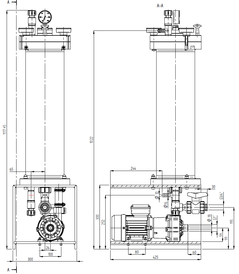 Filtration and Purification System - 160 Dimensions