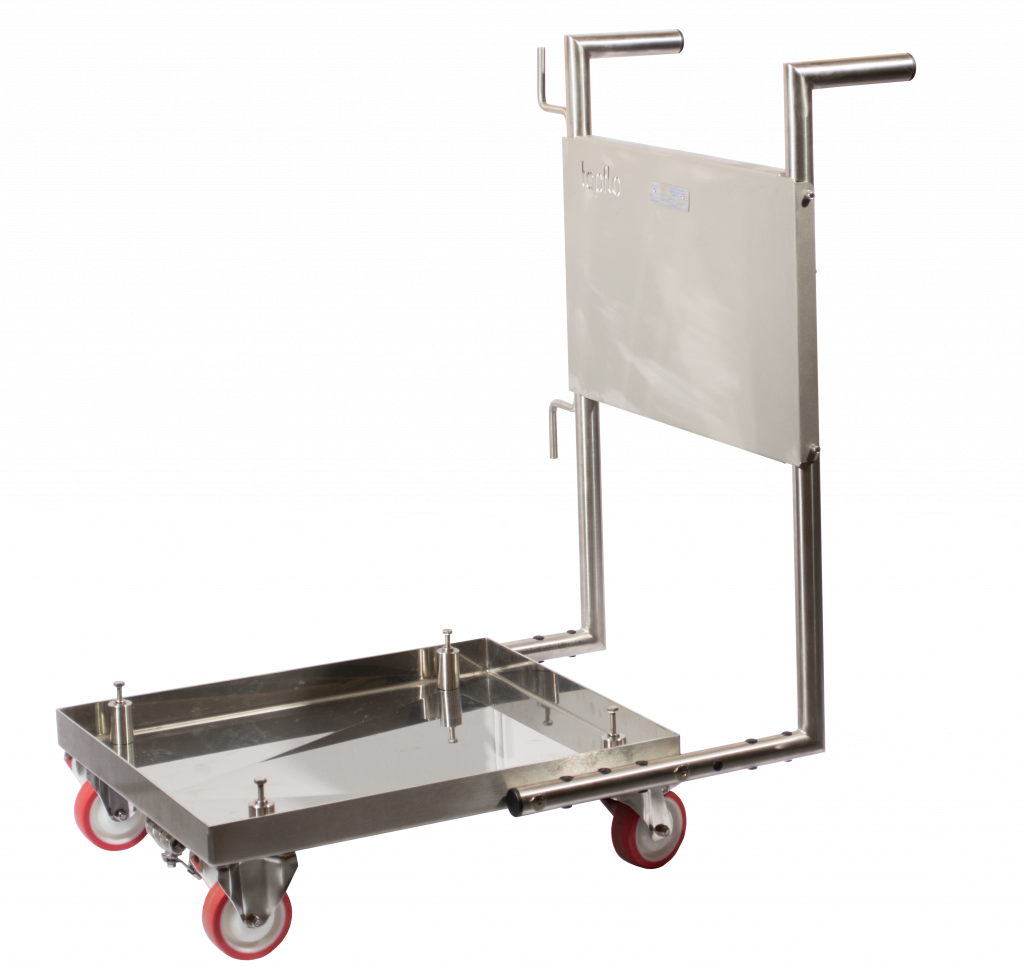 Hygienic trolley with drip tray