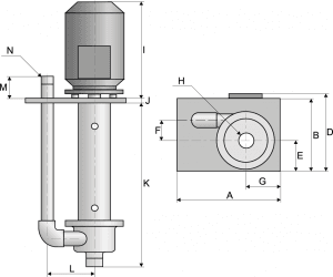 Stainless Steel Immersion Centrifugal Pump Dimensions Diagram