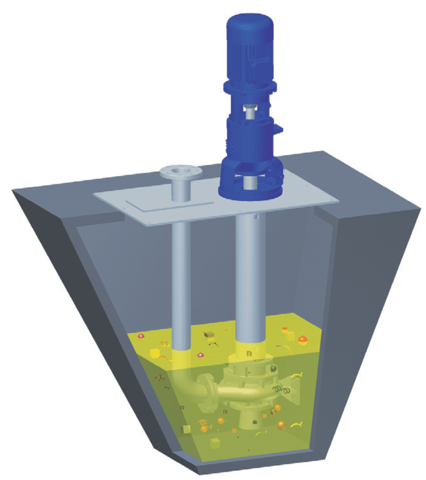Vertical Immersion Pump installed in tapered tank